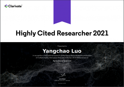 Highly Cited Researcher Certificate_2021